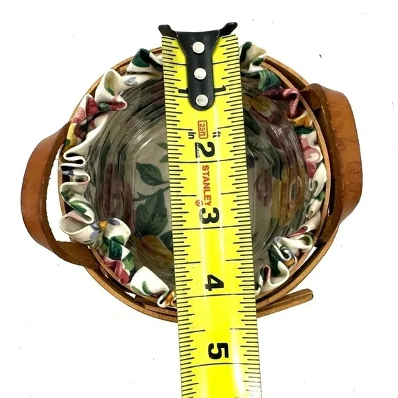 Vtg Longaberger Thyme Booking Basket 1995 Garden Splendor Liner Leather Handles - Picture 9 of 12
